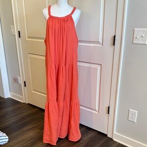 Universal Coral Tiered Maxi Dress